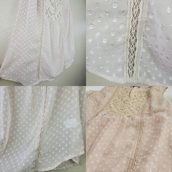 Anthropologie Daniel Rainn Sheer Floral Lace Romatic Boho Minimalist Blouse M - Picture 6 of 7